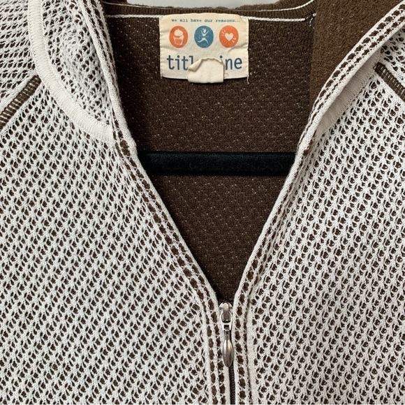 Title Nine Brown & Cream Sweater Jacket w/Hood Size S - Picture 5 of 8